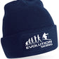 Evolution Of Skiing Beanie Hat Winter Sports Birthday Gift For Men & Ladies