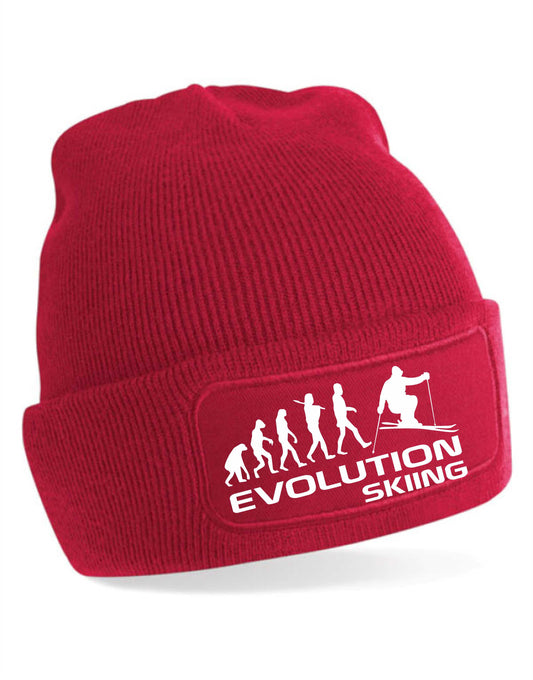 Evolution Of Skiing Beanie Hat Winter Sports Birthday Gift For Men & Ladies