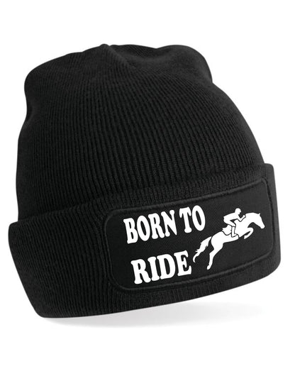Born To Ride Beanie Hat Horse Riding Present For Men & Women