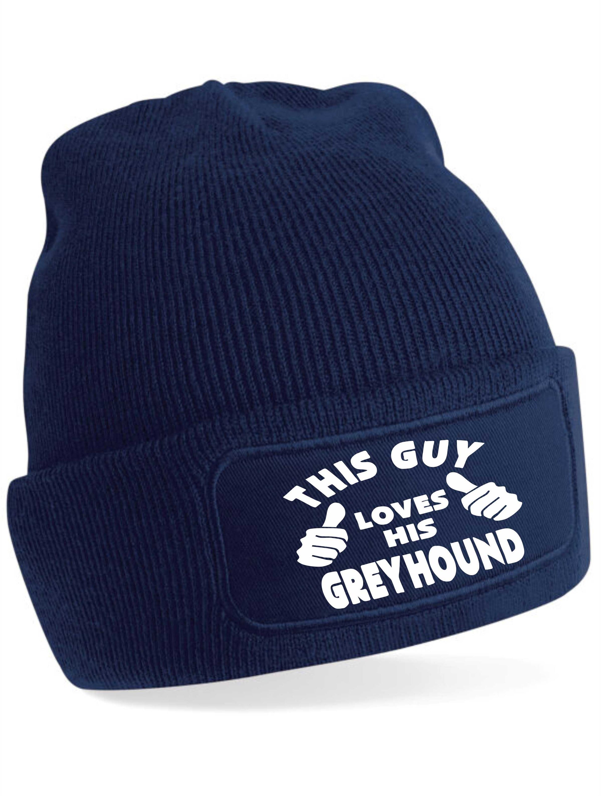 This Guy Loves His Greyhound Beanie Hat Funny Dog Lovers Gift For