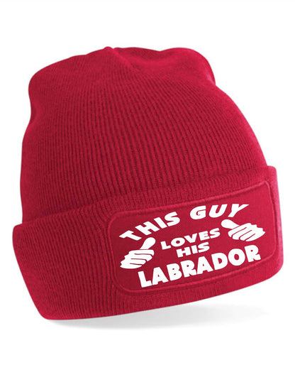 This Guy Loves His Labrador Beanie Hat Funny Dog Lovers Gift For Men