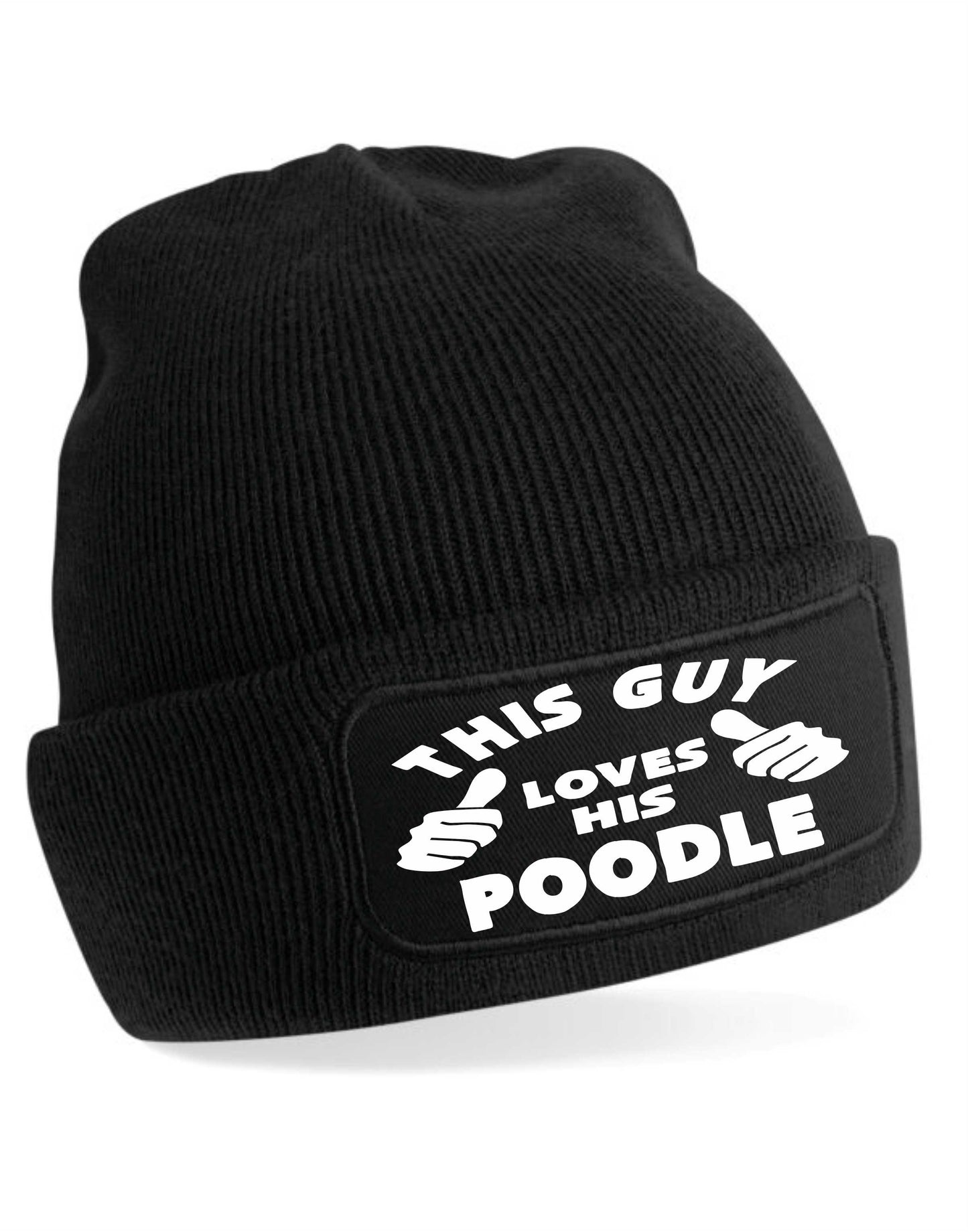 This Guy Loves His Poodle Beanie Hat Funny Dog Lovers Gift For Men