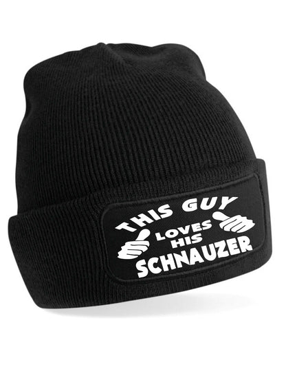 This Guy Loves His Schnauzer Beanie Hat Funny Dog Lovers Gift For Men