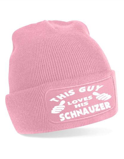 This Guy Loves His Schnauzer Beanie Hat Funny Dog Lovers Gift For Men