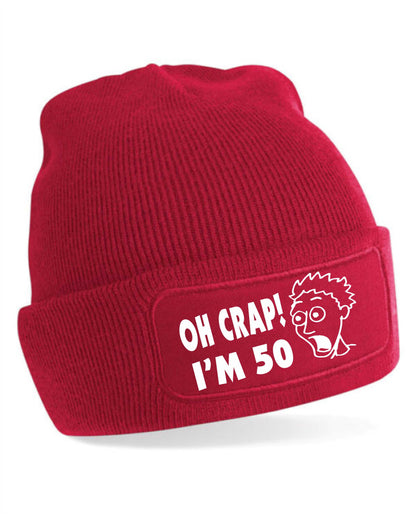 Oh Crap I'm 50 Beanie Hat 50th Birthday Gift For Men & Ladies