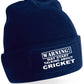 Warning May Talk About Cricket Beanie Hat Birthday Gift Great For Men & Ladies