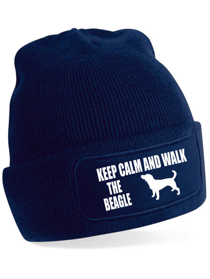Keep Calm & Walk The Beagle Beanie Hat Dog Lovers Gift Great For Men & Ladies