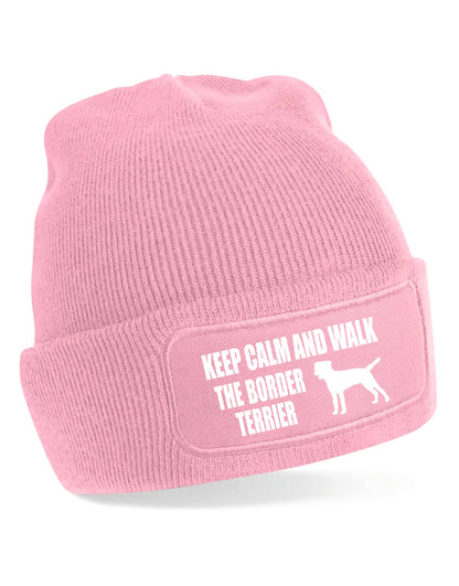 Keep Calm & Walk Border Terrier Beanie Hat Dog Lovers Gift For Men & Ladies