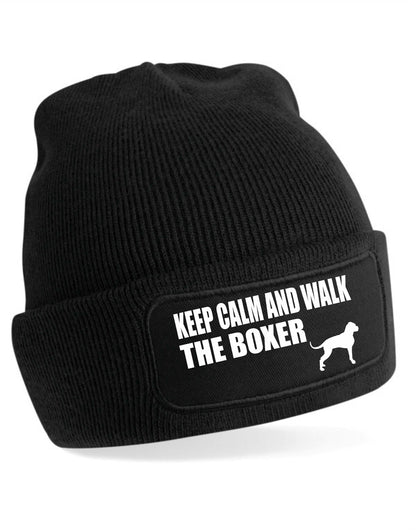 Keep Calm Walk The Boxer Beanie Hat Dog Lovers Gift For Men & Ladies