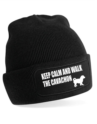 Keep Calm Walk The Cavachon Beanie Hat Dog Lovers Gift For Men & Ladies