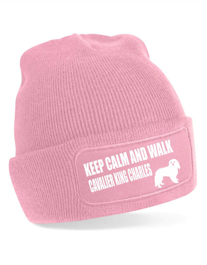 Keep Calm & Walk King Charles Cavalier Beanie Hat Dog Lovers Gift Men & Ladies