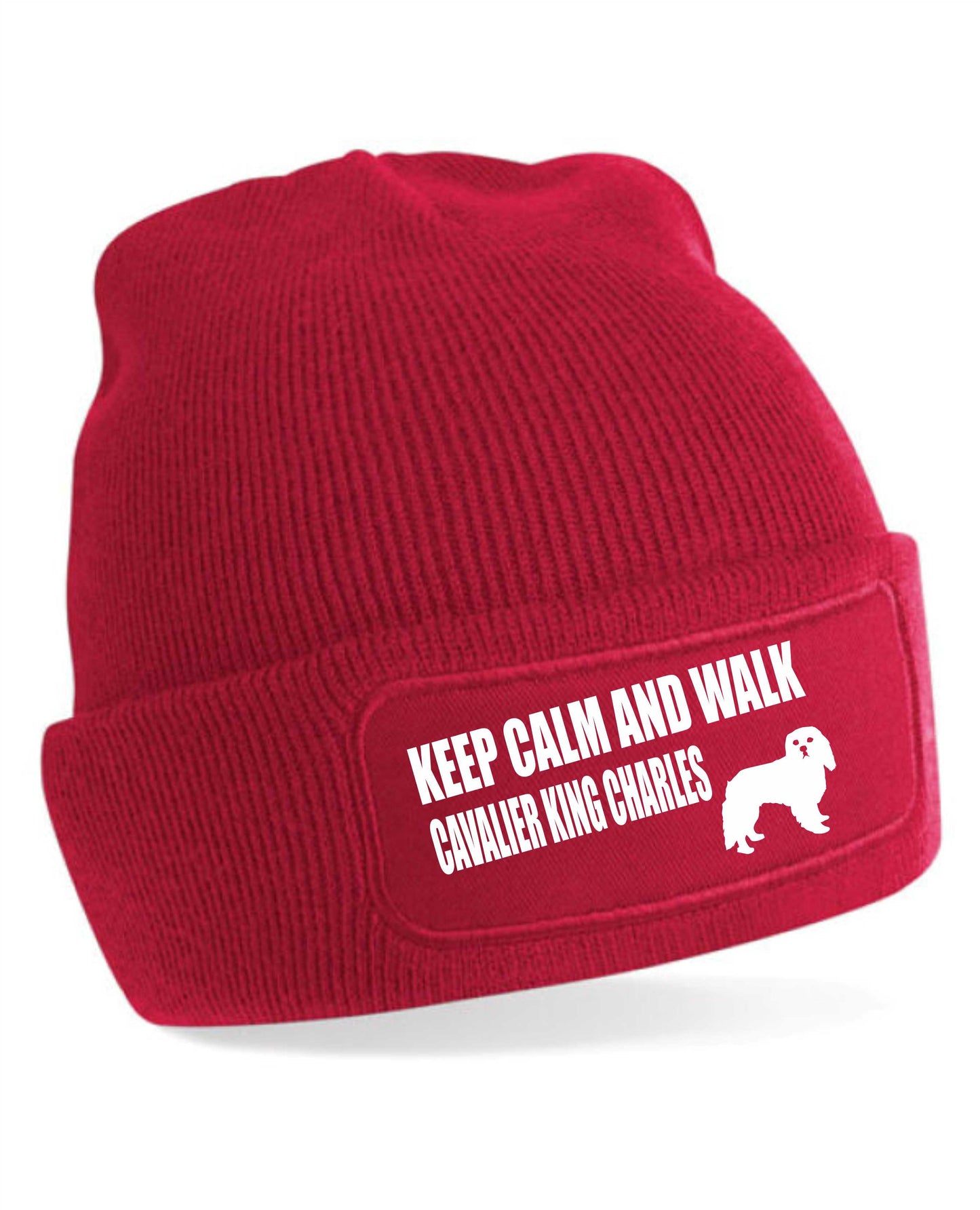 Keep Calm & Walk King Charles Cavalier Beanie Hat Dog Lovers Gift Men & Ladies