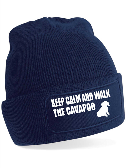 Keep Calm Walk The Cavapoo Beanie Hat Dog Lovers Gift For Men & Ladies