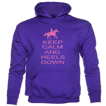 Keep Calm Heels Down Horse Riding kids hoodie