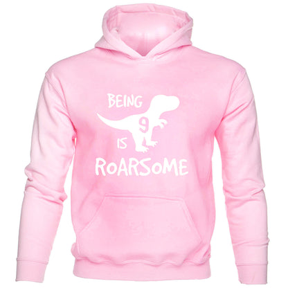 Dinosaur Roarsome Happy Birthday 9 Today 9th kids hoodie