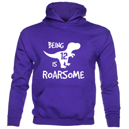 Dinosaur Roarsome Happy Birthday 12 Today 12th kids hoodie