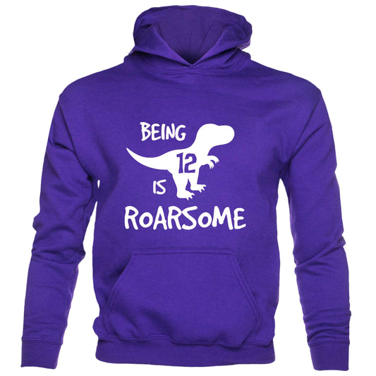 Dinosaur Roarsome Happy Birthday 12 Today 12th kids hoodie