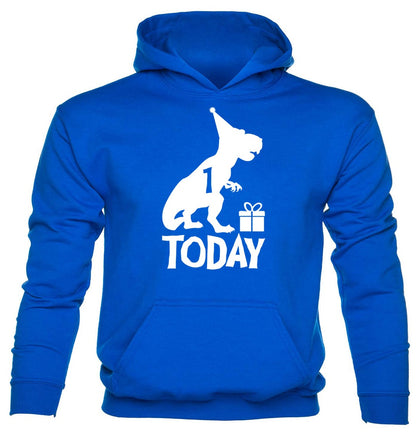 Dinosaur Happy Birthday 1 Today T-Rex Birthday Age 1 Kids Hoodie