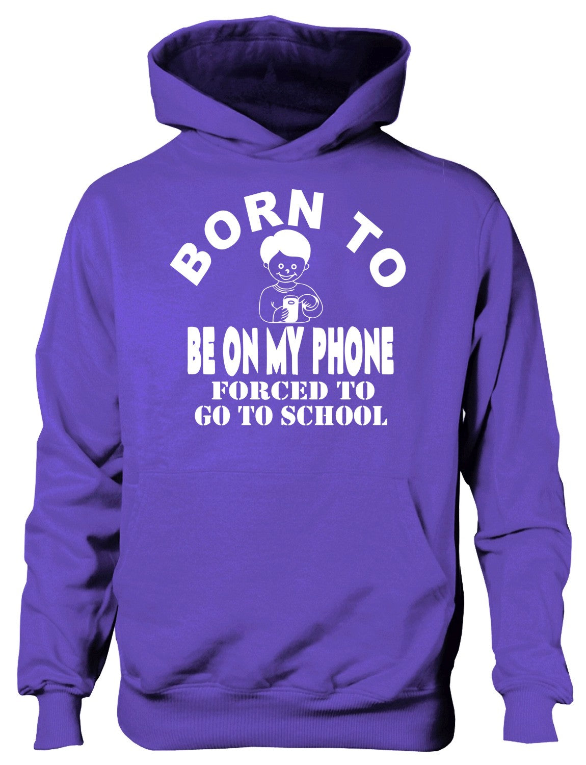 Born to Be On My Phone Mobile Forced to Go To School Kids Hoodie