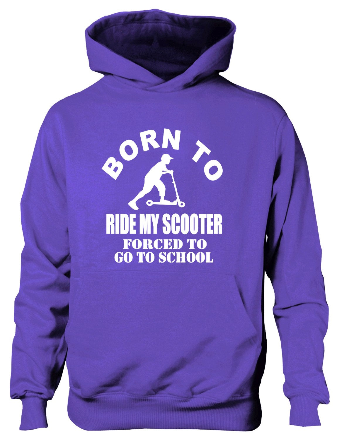 Born To Ride My Scooter Forced to Go To School Kids Hoodie