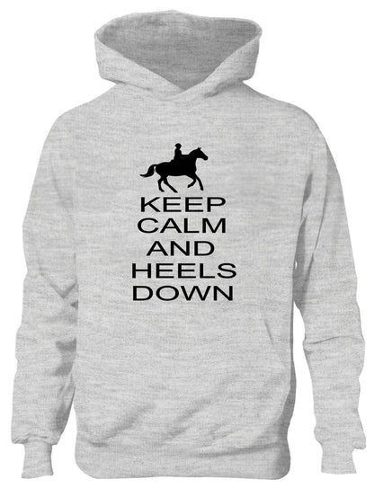 Keep Calm Heels Down Funny Horse Riding Funny Pony Kids Hoodie