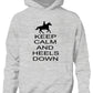 Keep Calm Heels Down Horse Riding Pony Kids Hoodie