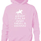 Keep Calm Heels Down Horse Riding Pony Kids Hoodie