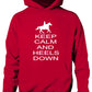 Keep Calm Heels Down Horse Riding Pony Kids Hoodie