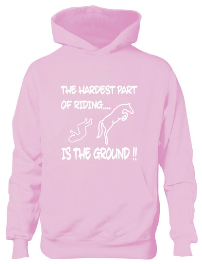 Hardest Part Horse Riding Is The Ground Equesterian Pony Kids Hoodie