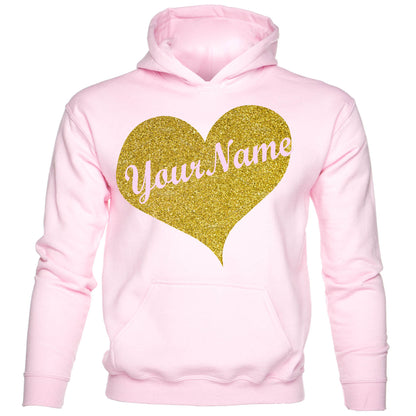 Kids Personalised Hoodie Any Name Christian Name In Gold Glitter