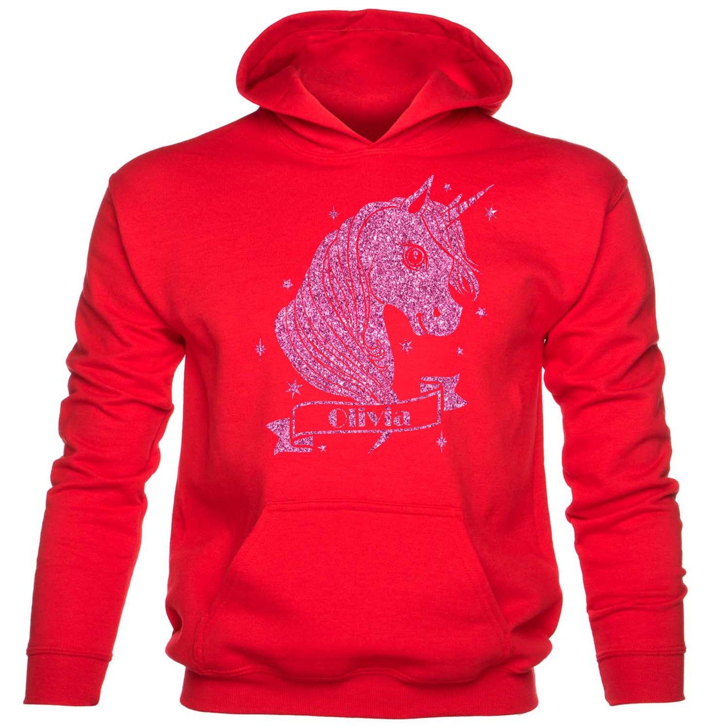 Kids Unicorn Personalised Hoodie Any Name Nickname Olivia In Pink Glitter
