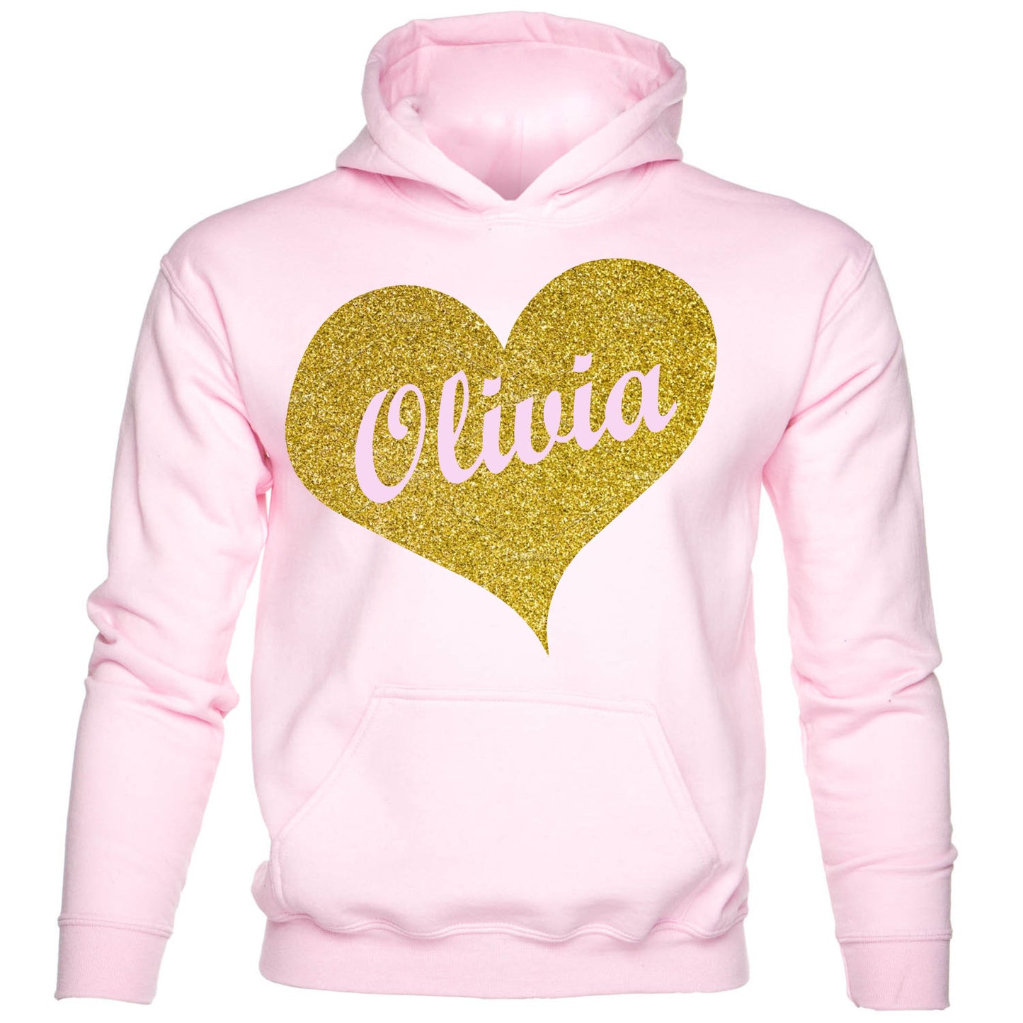 Kids Personalised Hoodie Any Name Nickname Olivia In Gold Glitter