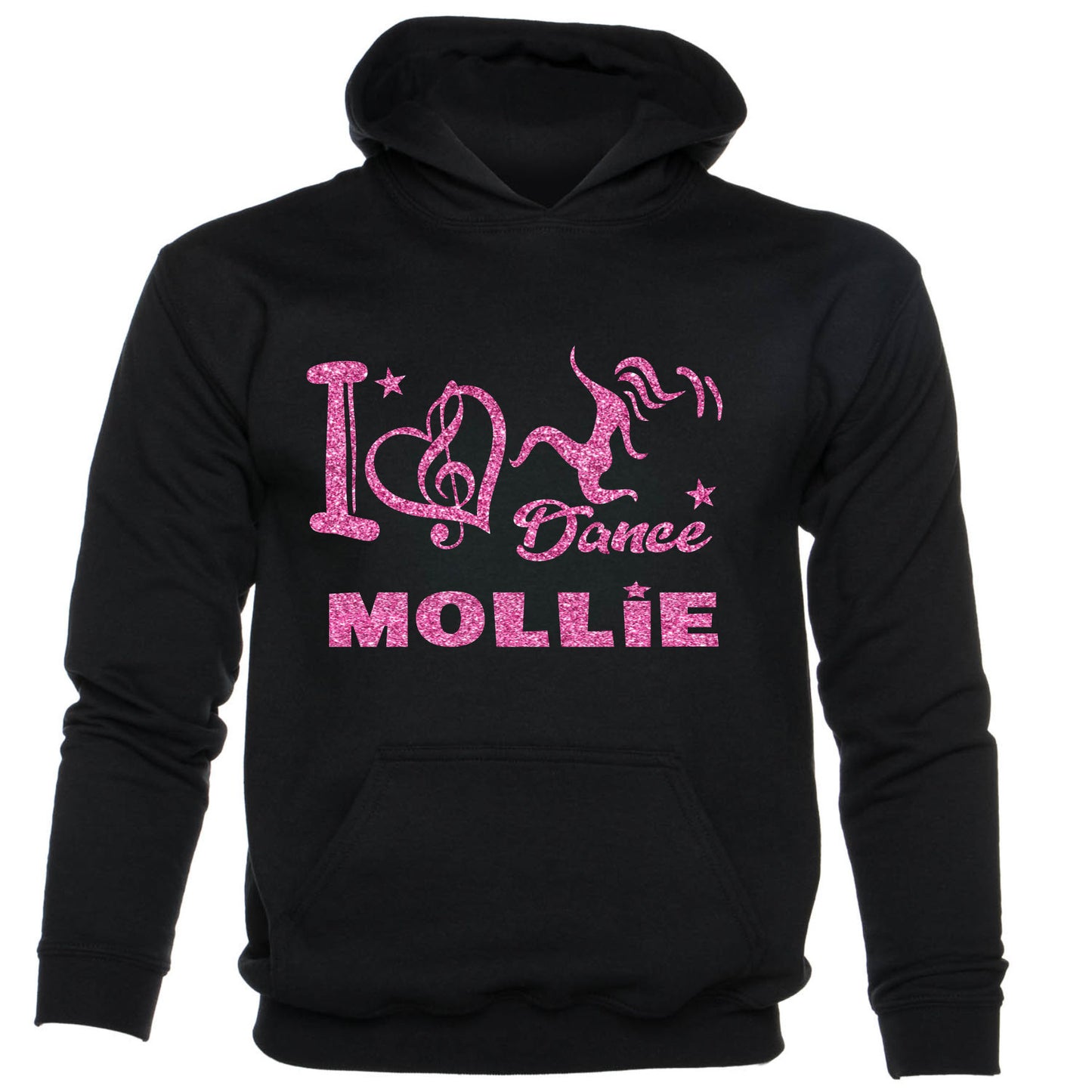 Kids I Love Dance Customised Hoodie Mollie Pink Glitter Ballet Hip Hop Street