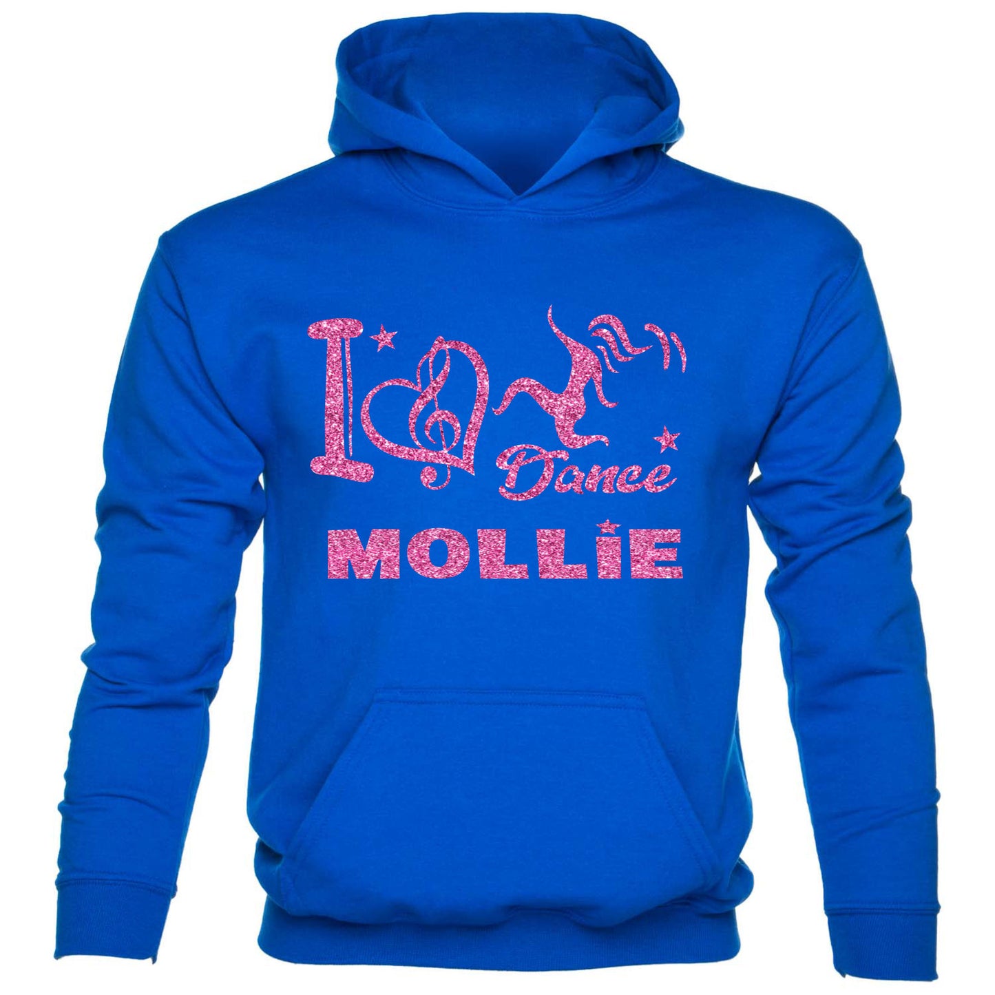 Kids I Love Dance Customised Hoodie Mollie Pink Glitter Ballet Hip Hop Street