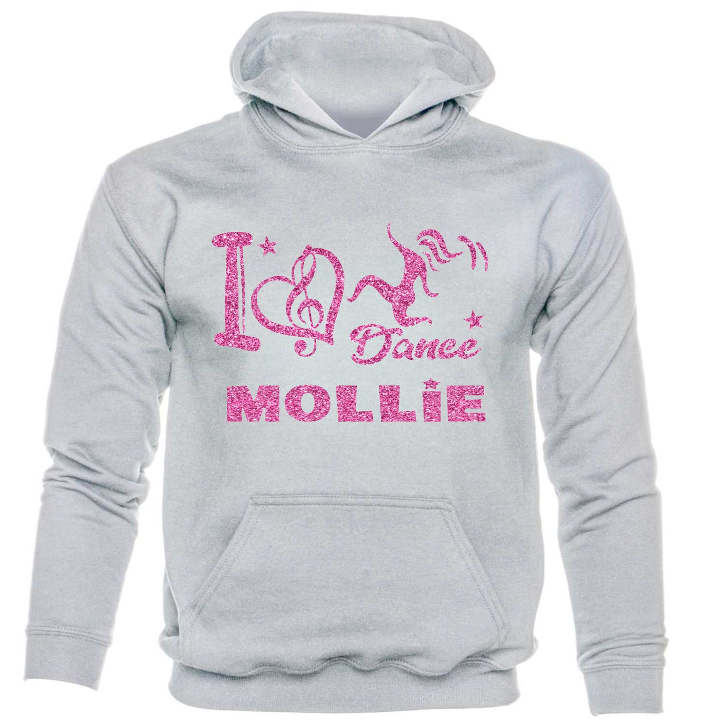Kids I Love Dance Customised Hoodie Mollie Pink Glitter Ballet Hip Hop Street