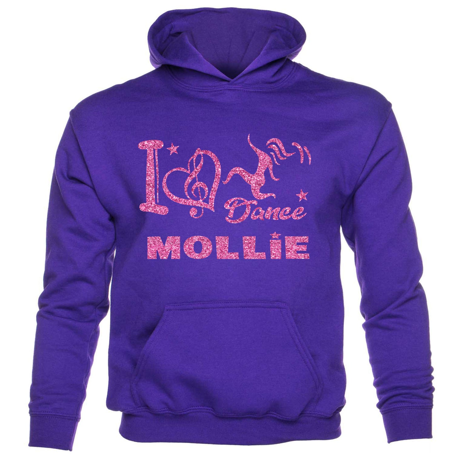 Kids I Love Dance Customised Hoodie Mollie Pink Glitter Ballet Hip Hop Street