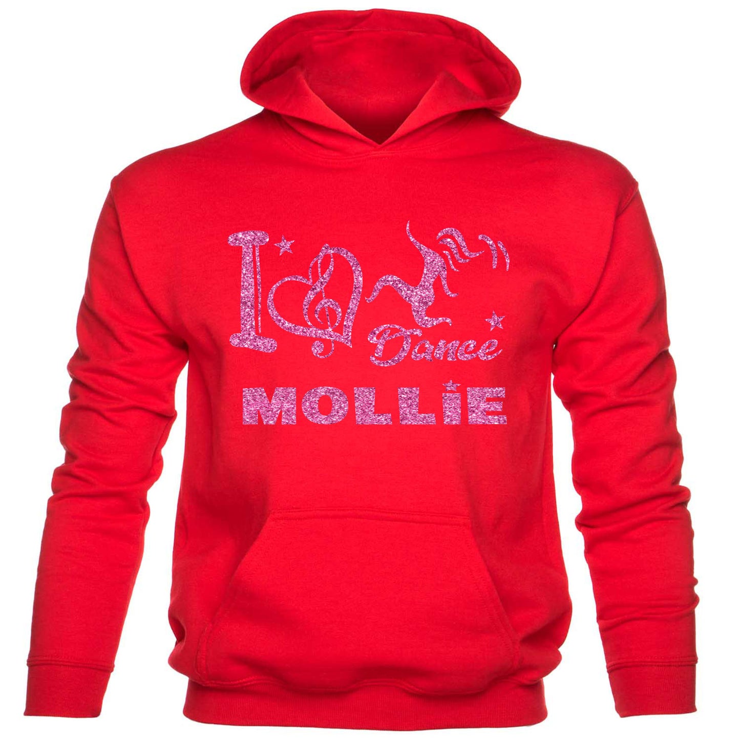 Kids I Love Dance Customised Hoodie Mollie Pink Glitter Ballet Hip Hop Street