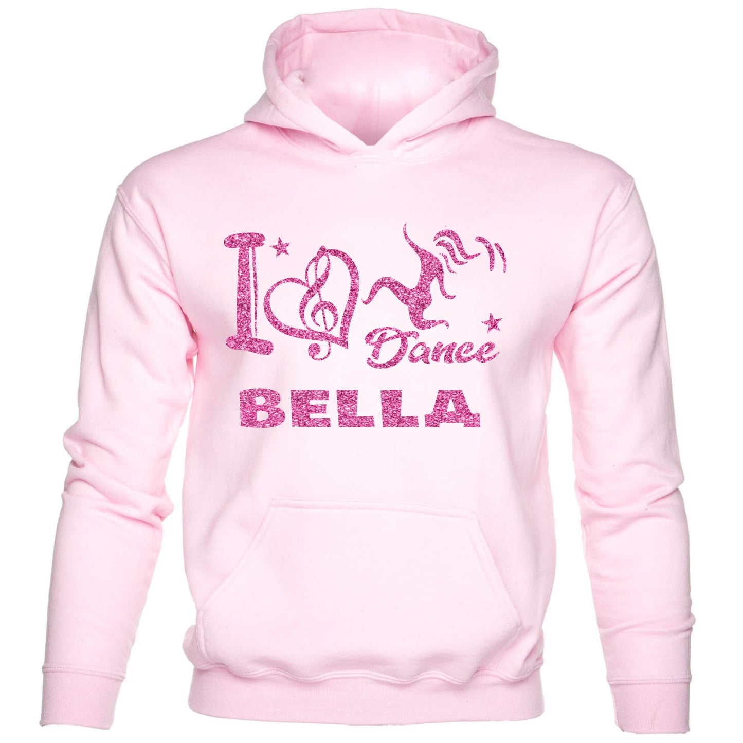 Girls I Love Dance Customised Hoodie Bella In Pink Glitter Ballet Dance Class