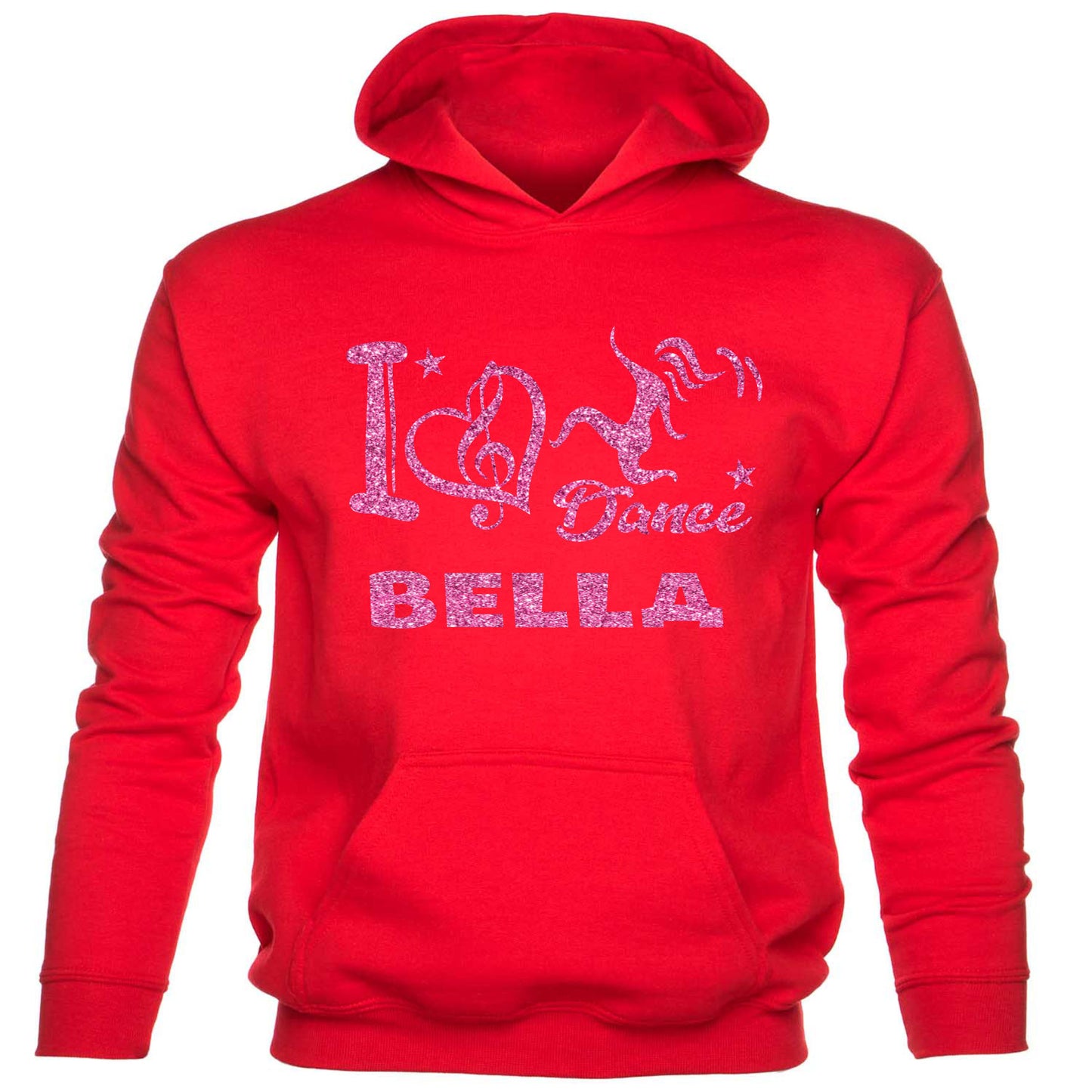 Girls I Love Dance Customised Hoodie Bella In Pink Glitter Ballet Dance Class