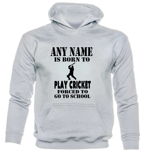Kids Personalised Hoodie Born To Play Cricket Birthday Gift Any Name