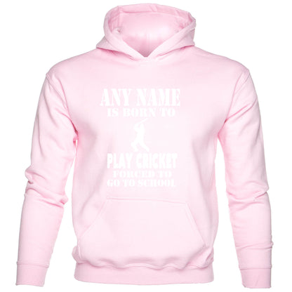 Kids Personalised Hoodie Born To Play Cricket Birthday Gift Any Name