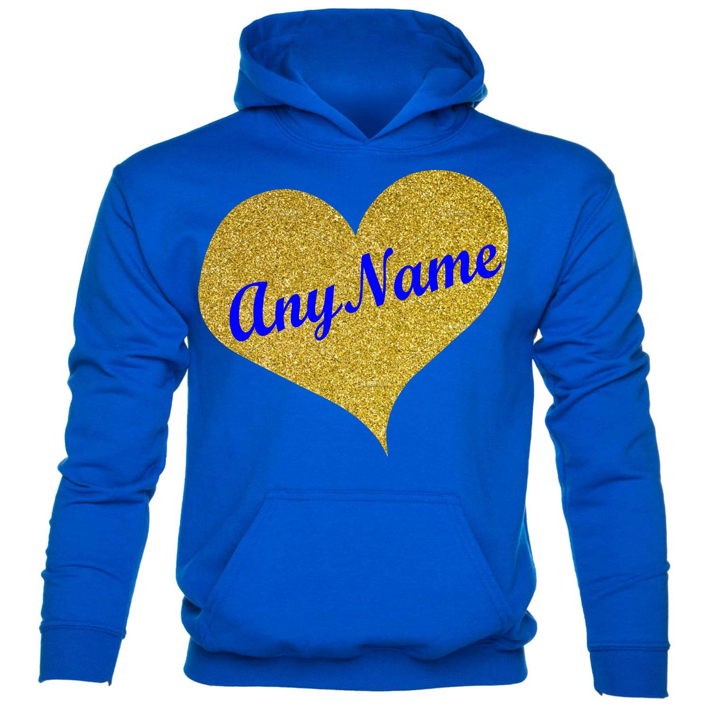 Kids Personalised Hoodie Any Name Custom Name In Gold Glitter