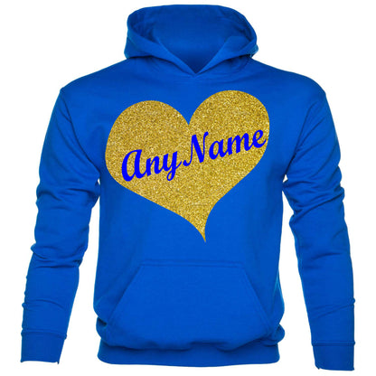 Kids Personalised Hoodie Any Name Custom Name In Gold Glitter