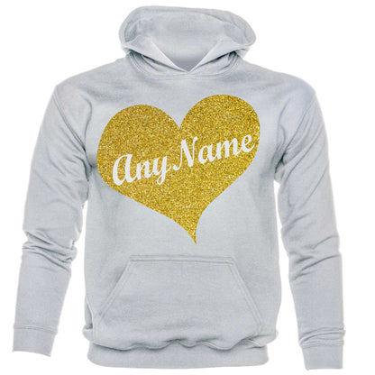 Kids Personalised Hoodie Any Name Custom Name In Gold Glitter