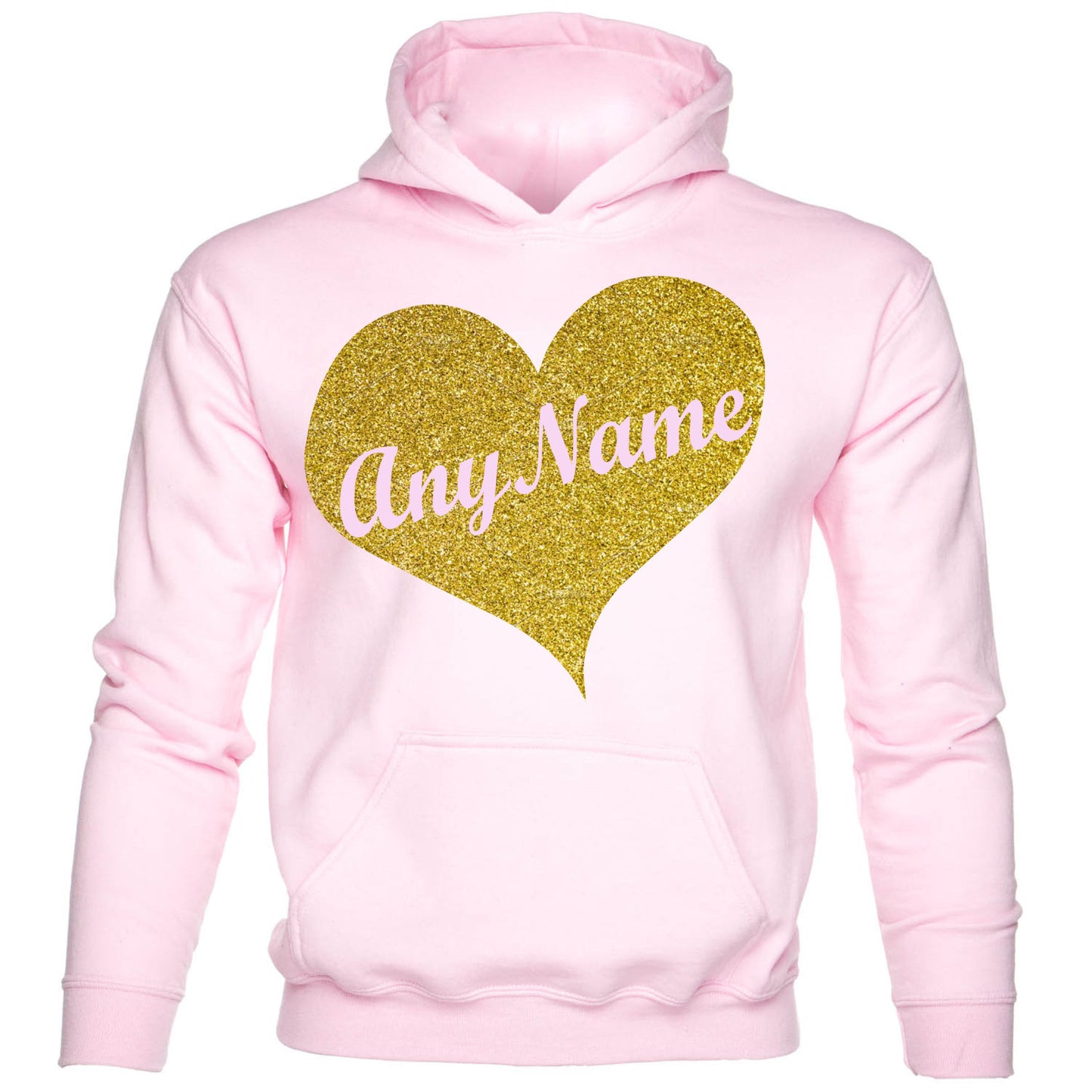 Kids Personalised Hoodie Any Name Custom Name In Gold Glitter