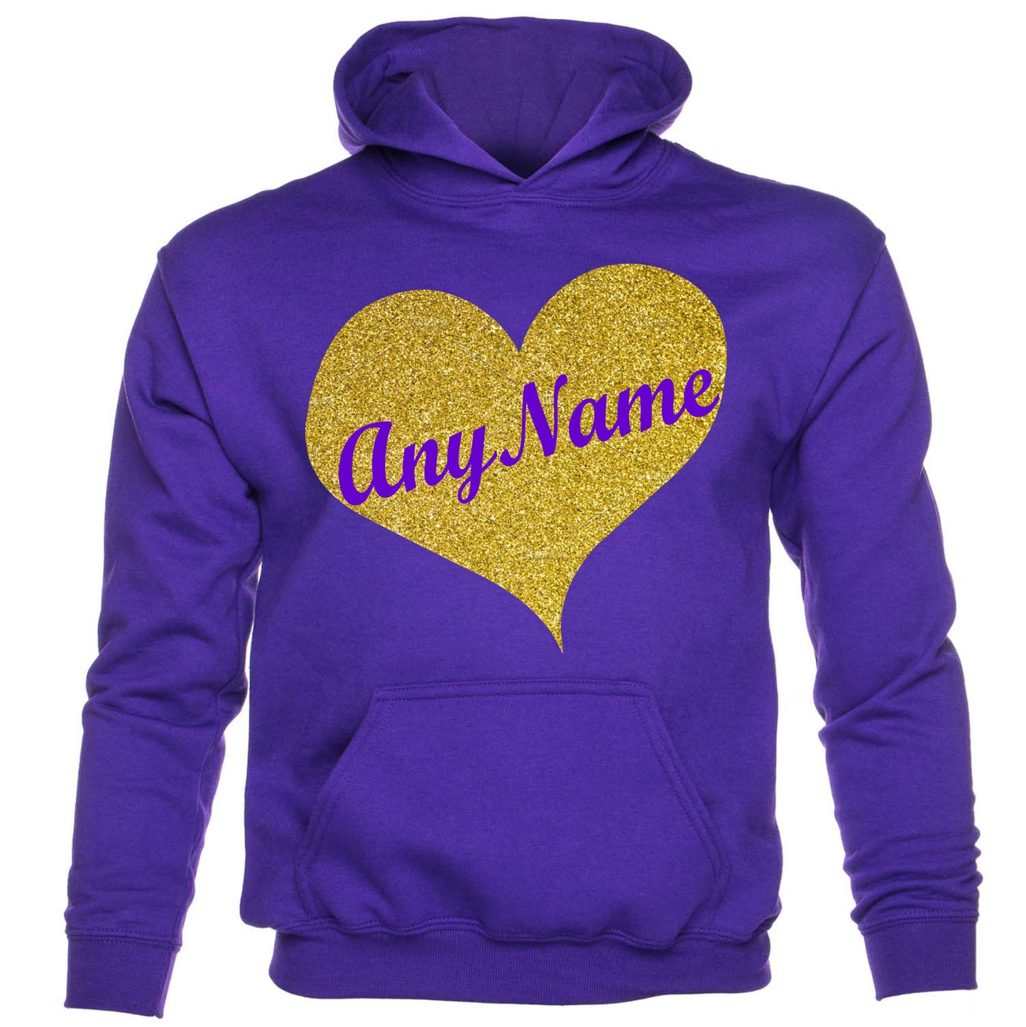 Kids Personalised Hoodie Any Name Custom Name In Gold Glitter