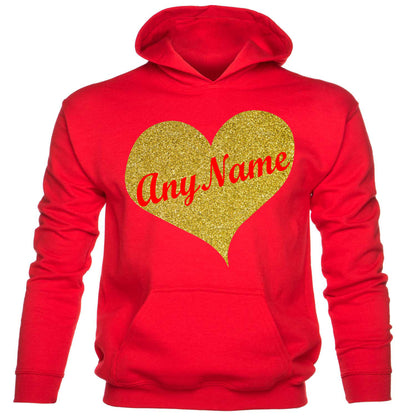 Kids Personalised Hoodie Any Name Custom Name In Gold Glitter