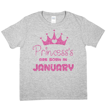Birthday Girls T-shirt Princess's Born In January T-Shirt