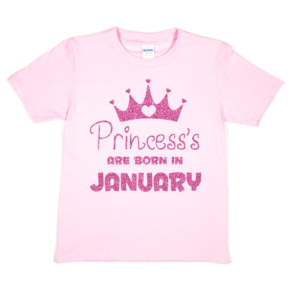 Birthday Girls T-shirt Princess's Born In January T-Shirt