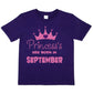 Birthday Girls T-shirt Princess's Born In September T-Shirt